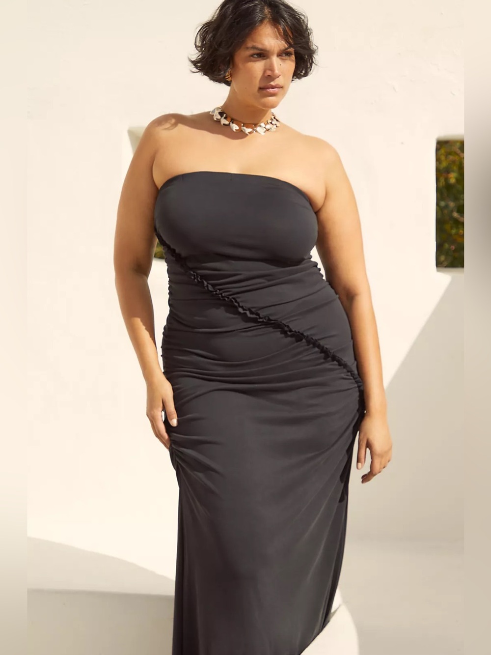 Anthropologie Gabbie Strapless Ruched Tube Dress by Celandine
